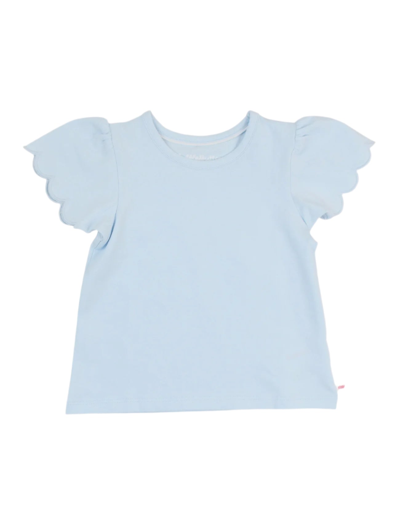 Youth Girls Light Blue Knit Short Sleeve Scallop Tee
