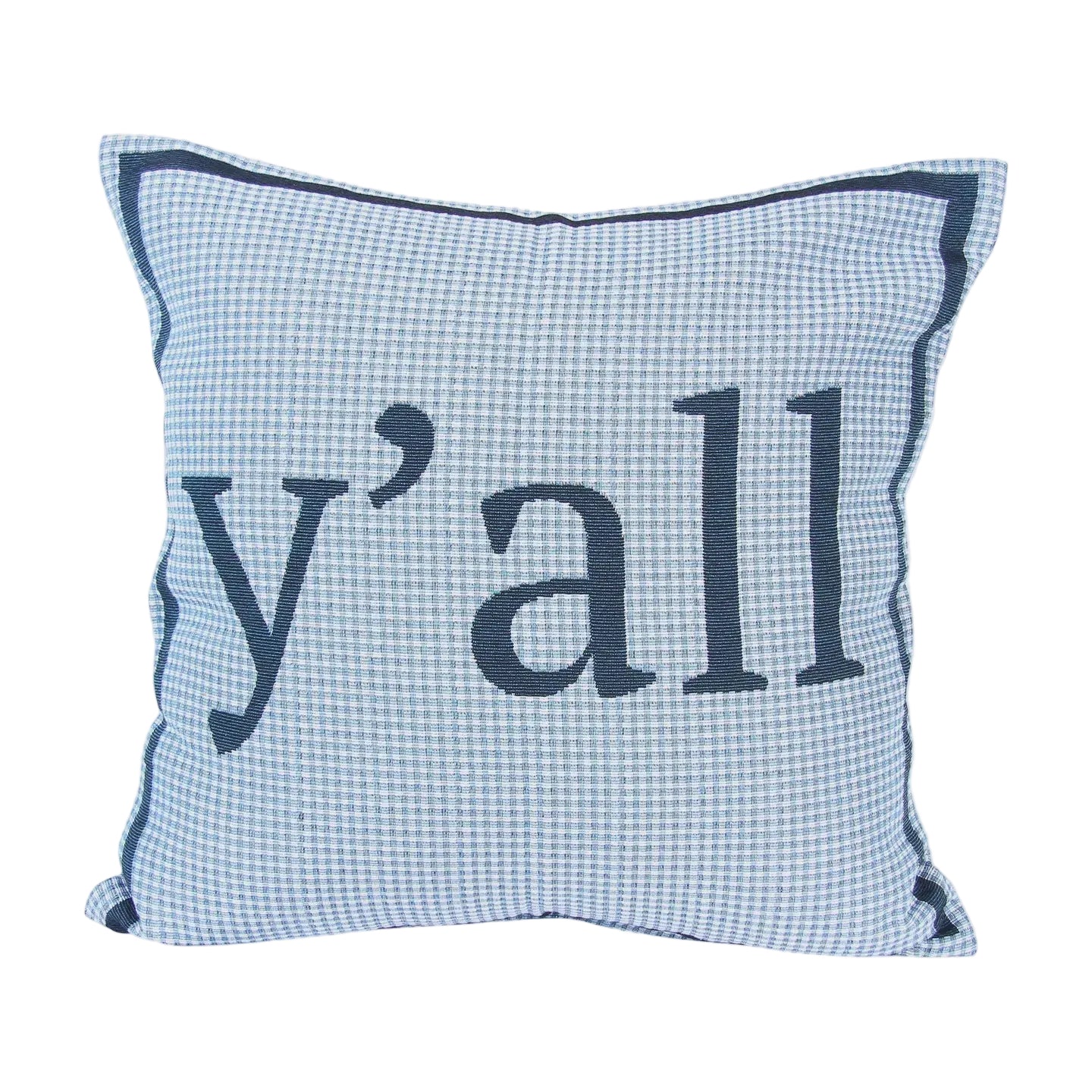 Blue Plaid Tapestry Y'all Pillow