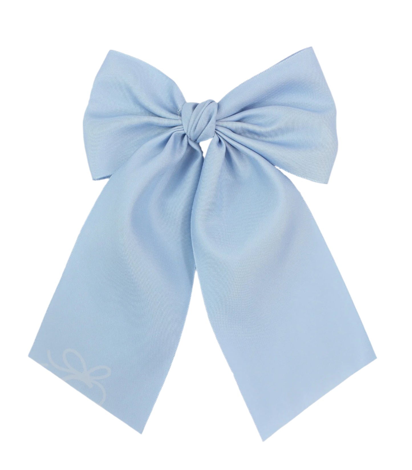 Carolina Blue Satin Bow w/ Euro Knot & Tails On Alligator Clips