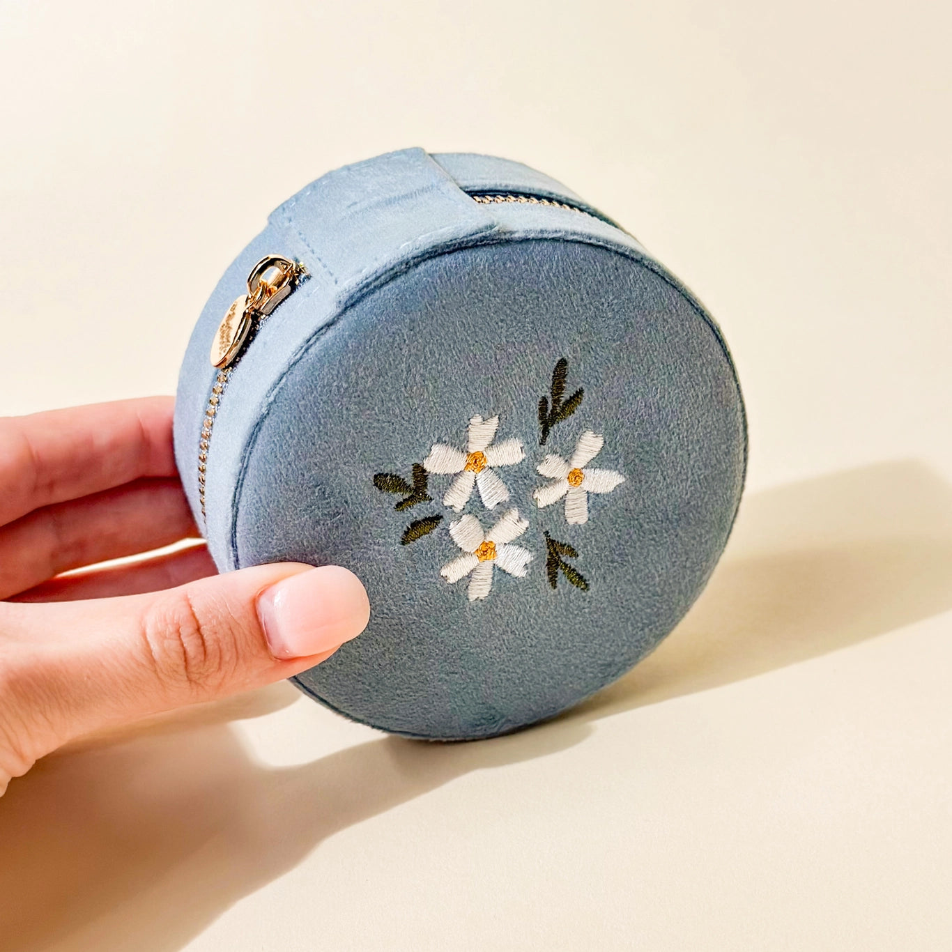 Carolina Blue Floral Velvet Jewerly Case by the Darling Effect