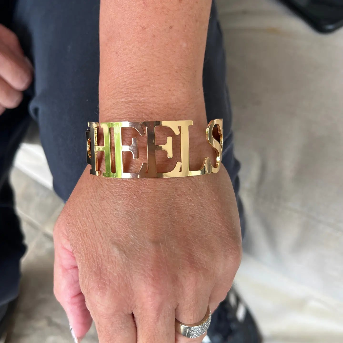 HEELS Bangle Cuff Bracelet in Yellow Gold