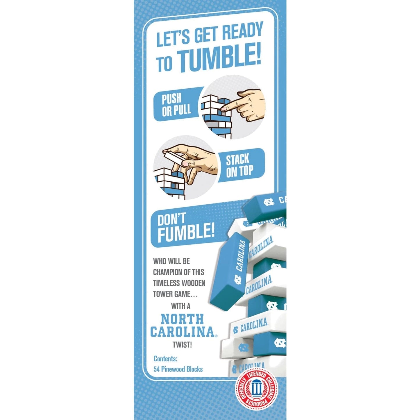 UNC Tar Heels Tumble Tower Jenga Game