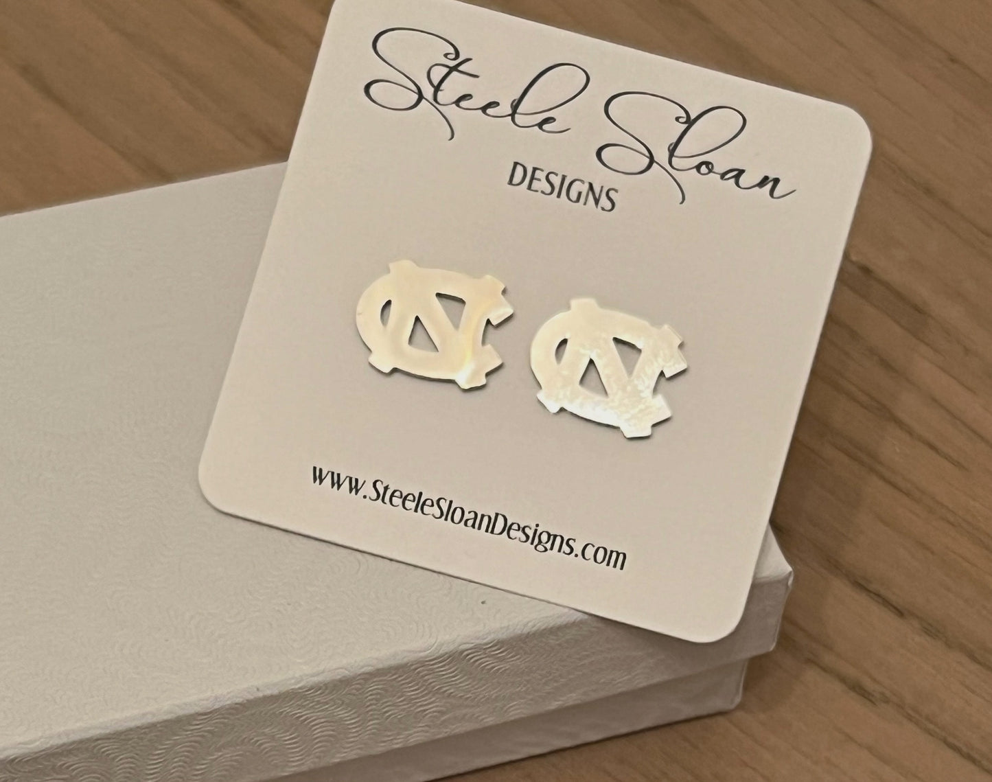 UNC Tar Heels Silver Stud Earrings