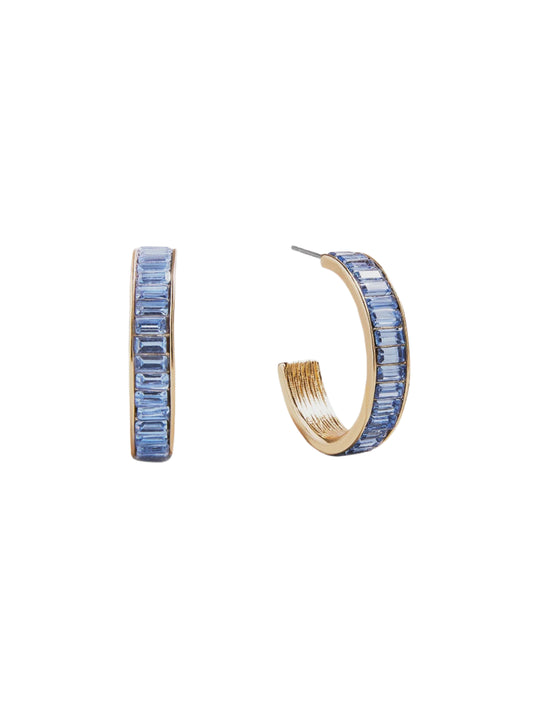 Carolina Blue Baguette Hoop Earrings by Baublebar