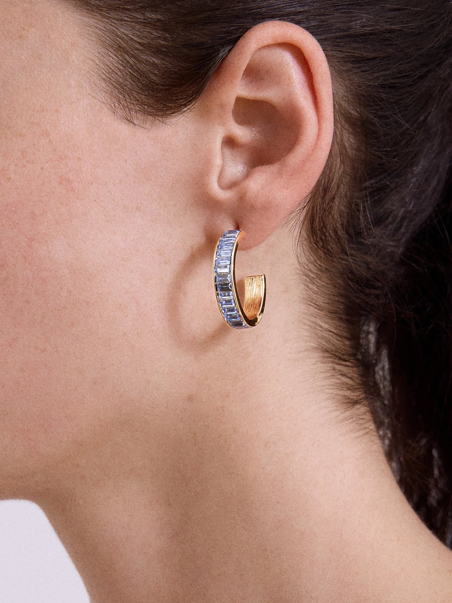 Carolina Blue Baguette Hoop Earrings by Baublebar