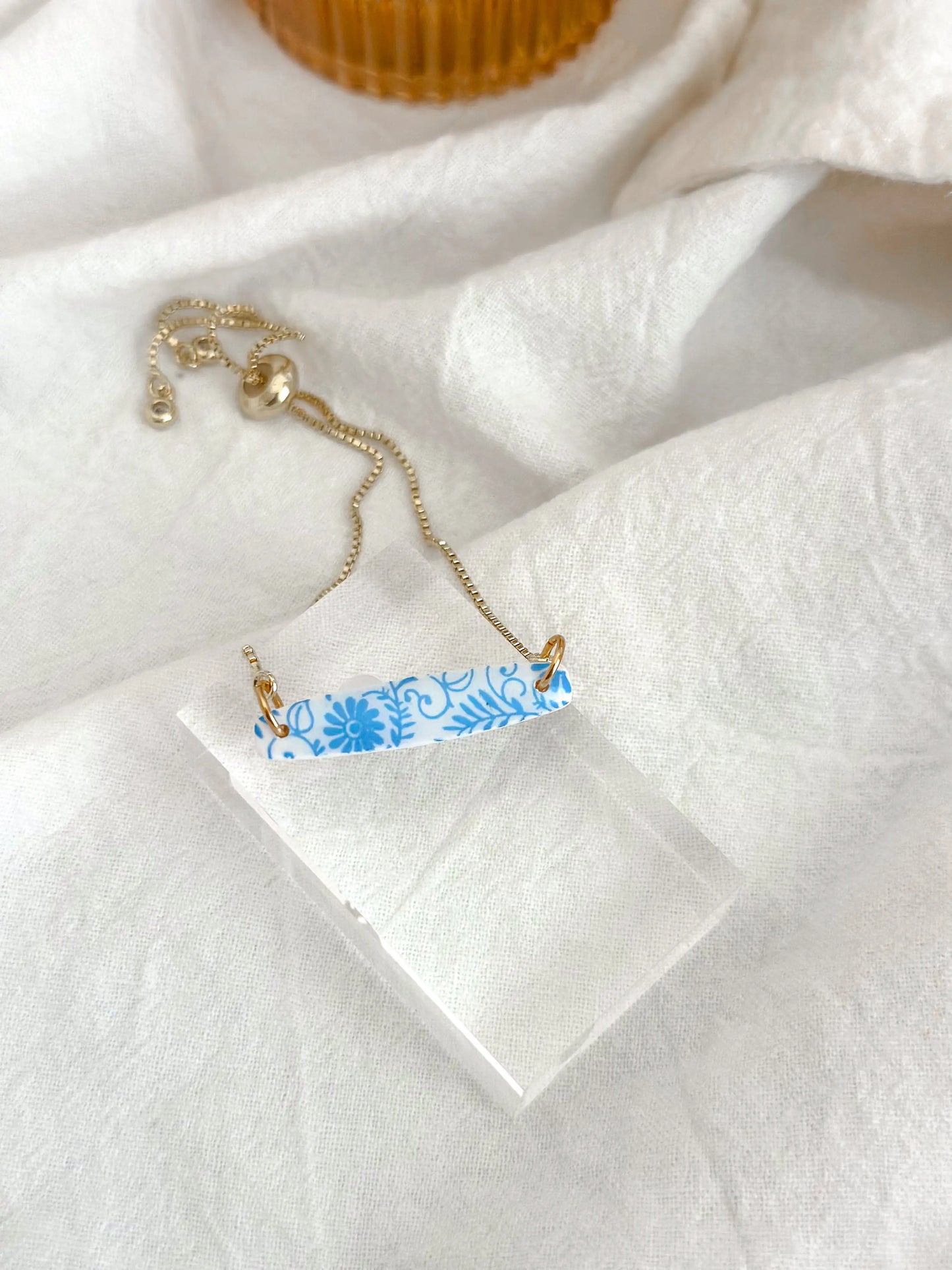 Blue Floral Caroline Adjustable Bracelet