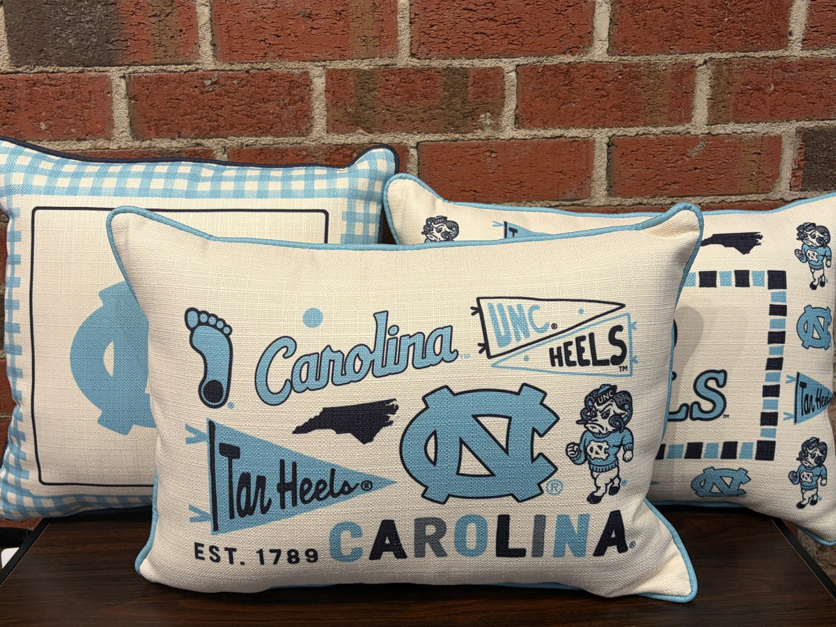 North Carolina Collegiate Cluster Pillow - Main View - Little Birdie Home