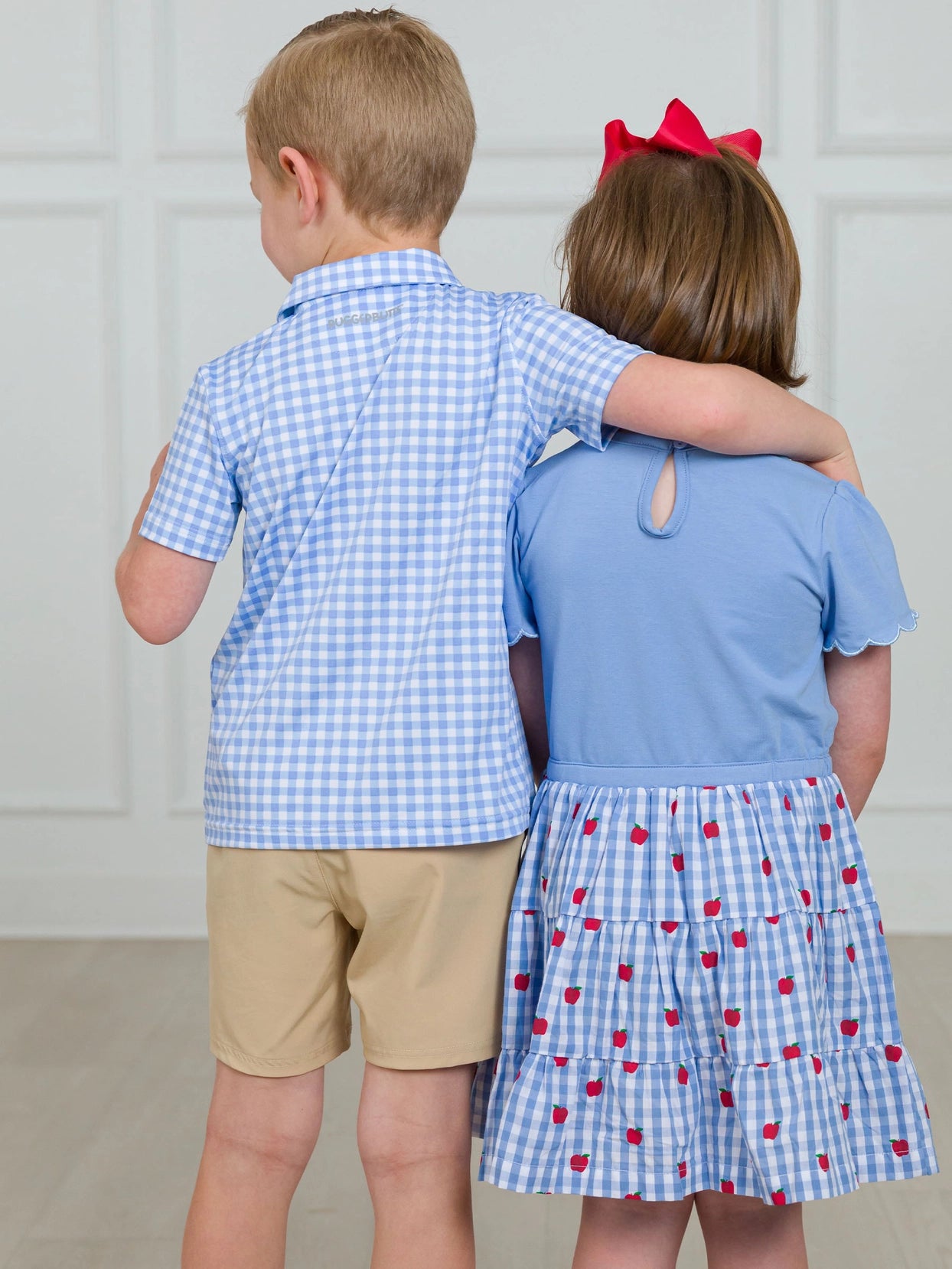 Baby Classic Periwinkle Blue Gingham Knit Short Sleeve Performance Polo