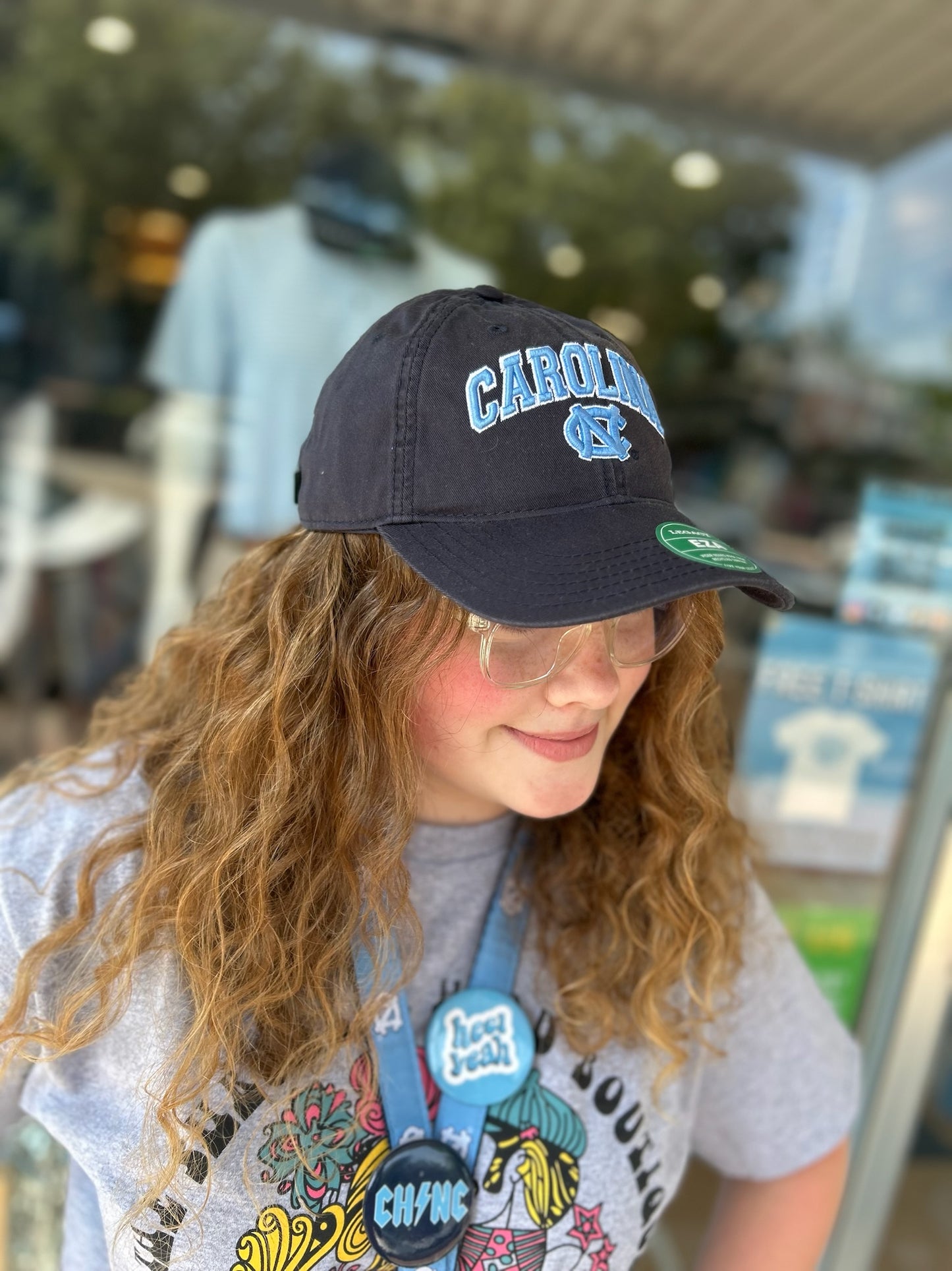 UNC Hat in Navy with Embroidered Main Event Logo in Carolina Blue