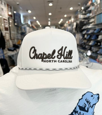 Chapel Hill Cursive Caddy Hat with Rope in White
