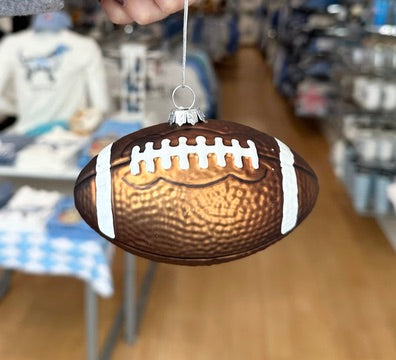 Glass Football Christmas Ornament