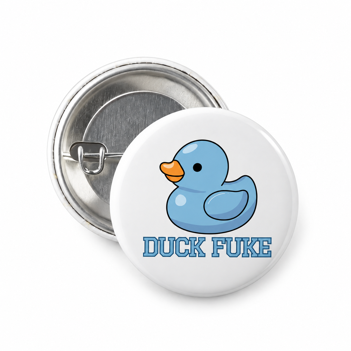 Carolina Blue Duck Fuke Button Pin 1.25"