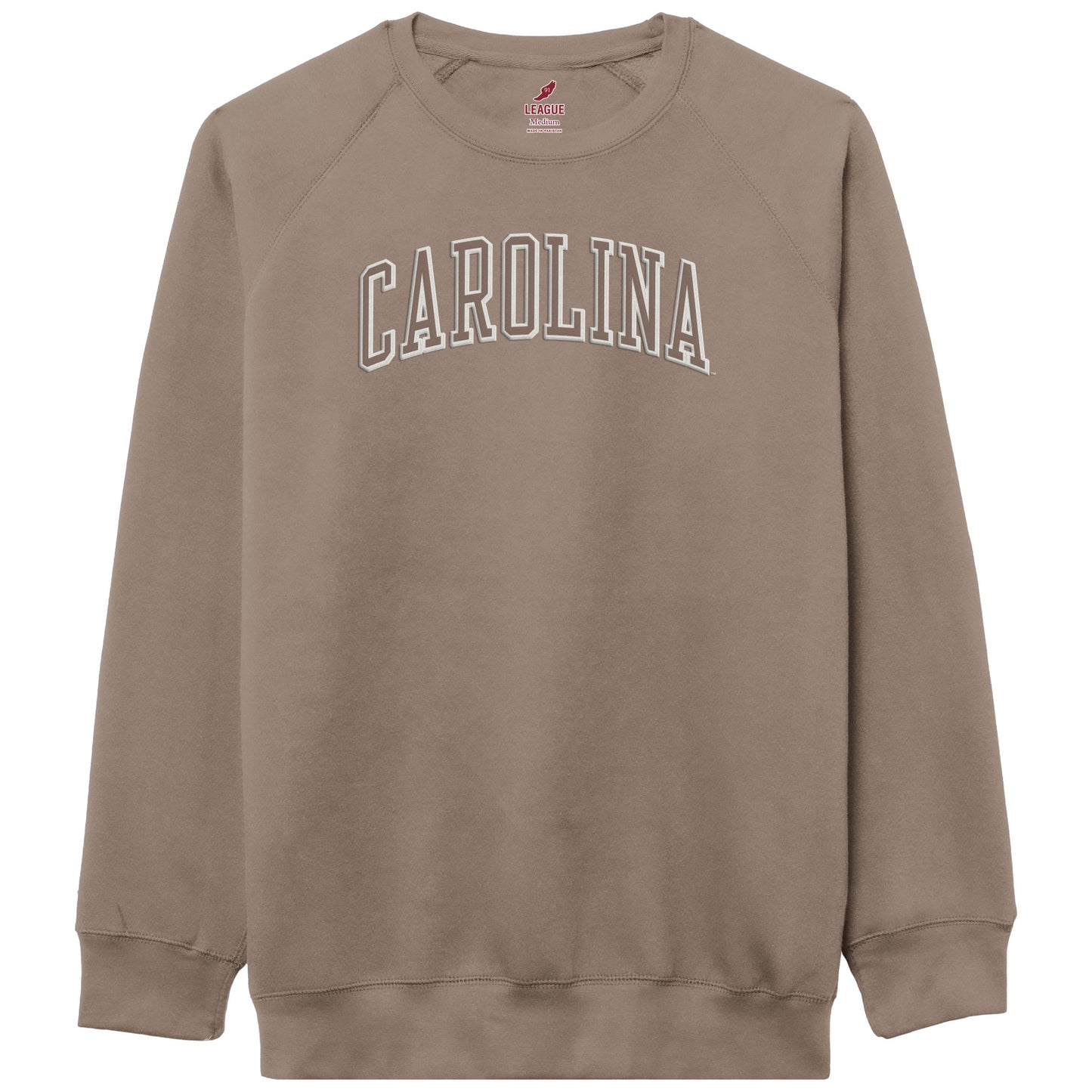 Mocha Brown Carolina Tar Heels Embroidered Crewneck Sweatshirt by League