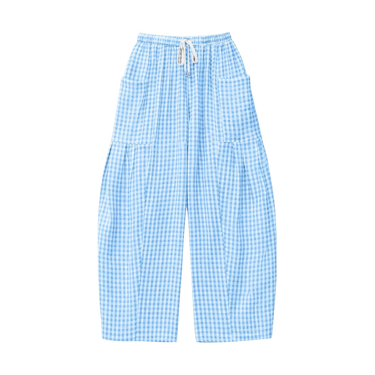 Carolina Blue Gingham Wide Leg Pants