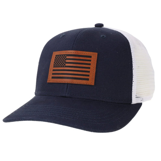 Navy Blue and White American Flag Trucker Hat