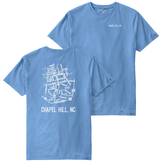 Carolina Blue Chapel Hill North Carolina Map T-Shirt by League