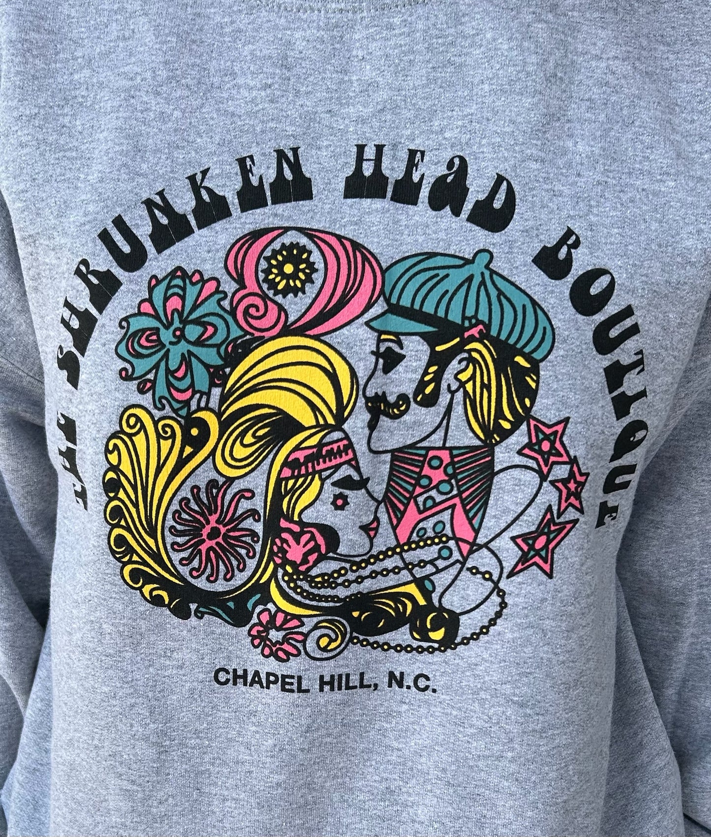 Shrunken Head Logo Crewneck Sweatshirt in Sport Grey