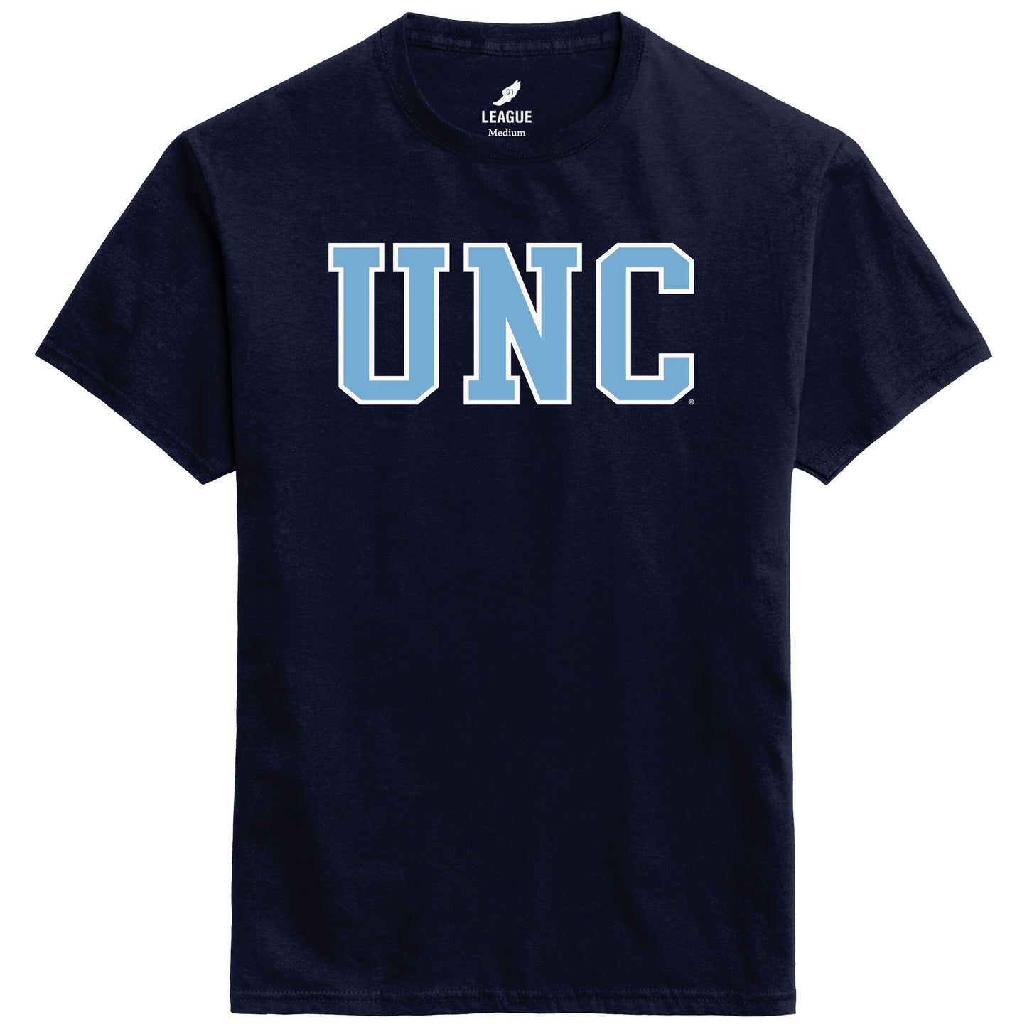 UNC Letters Adult T-Shirt in Navy Blue by League