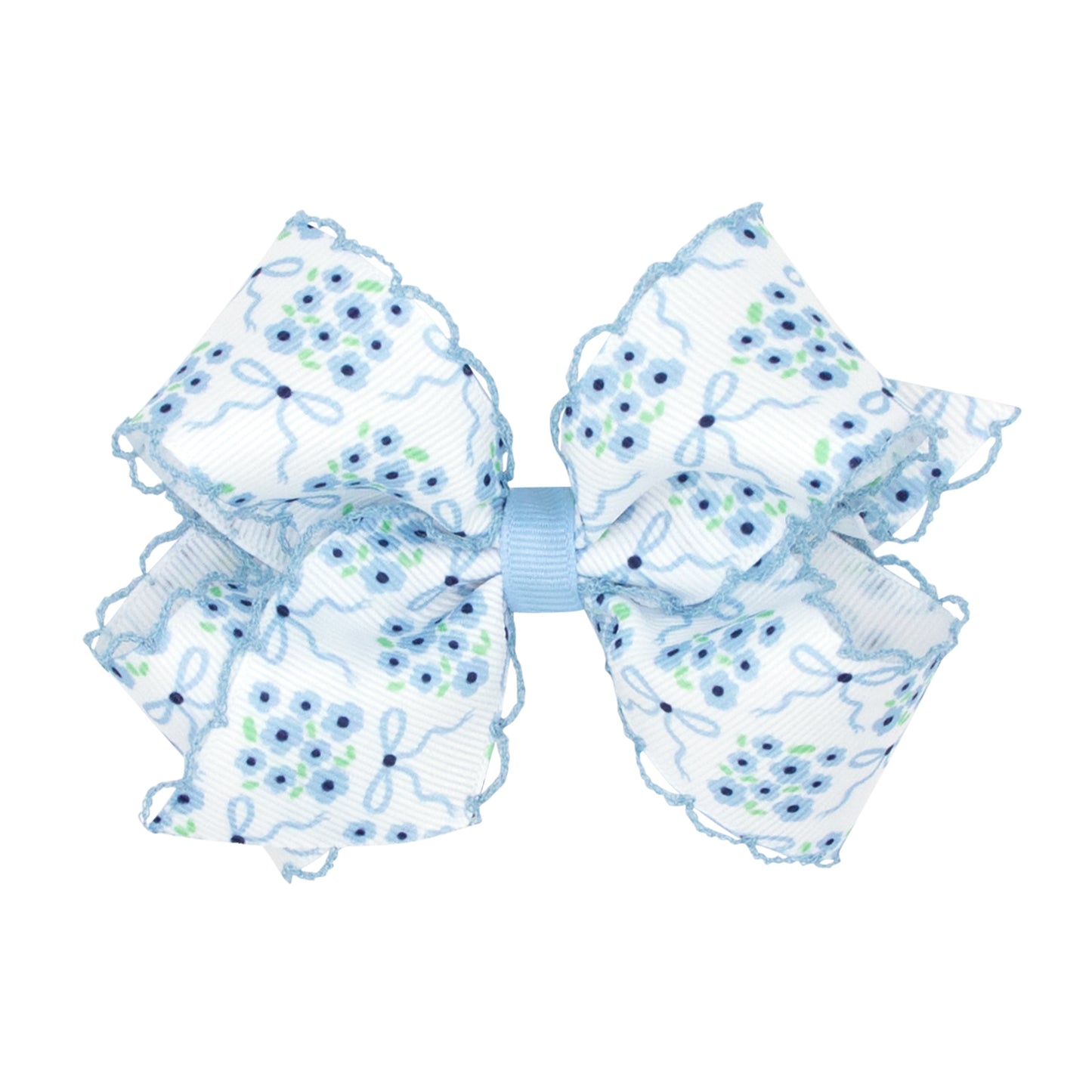 Carolina Blue and White Floral Print Hair Bow by Wee Ones