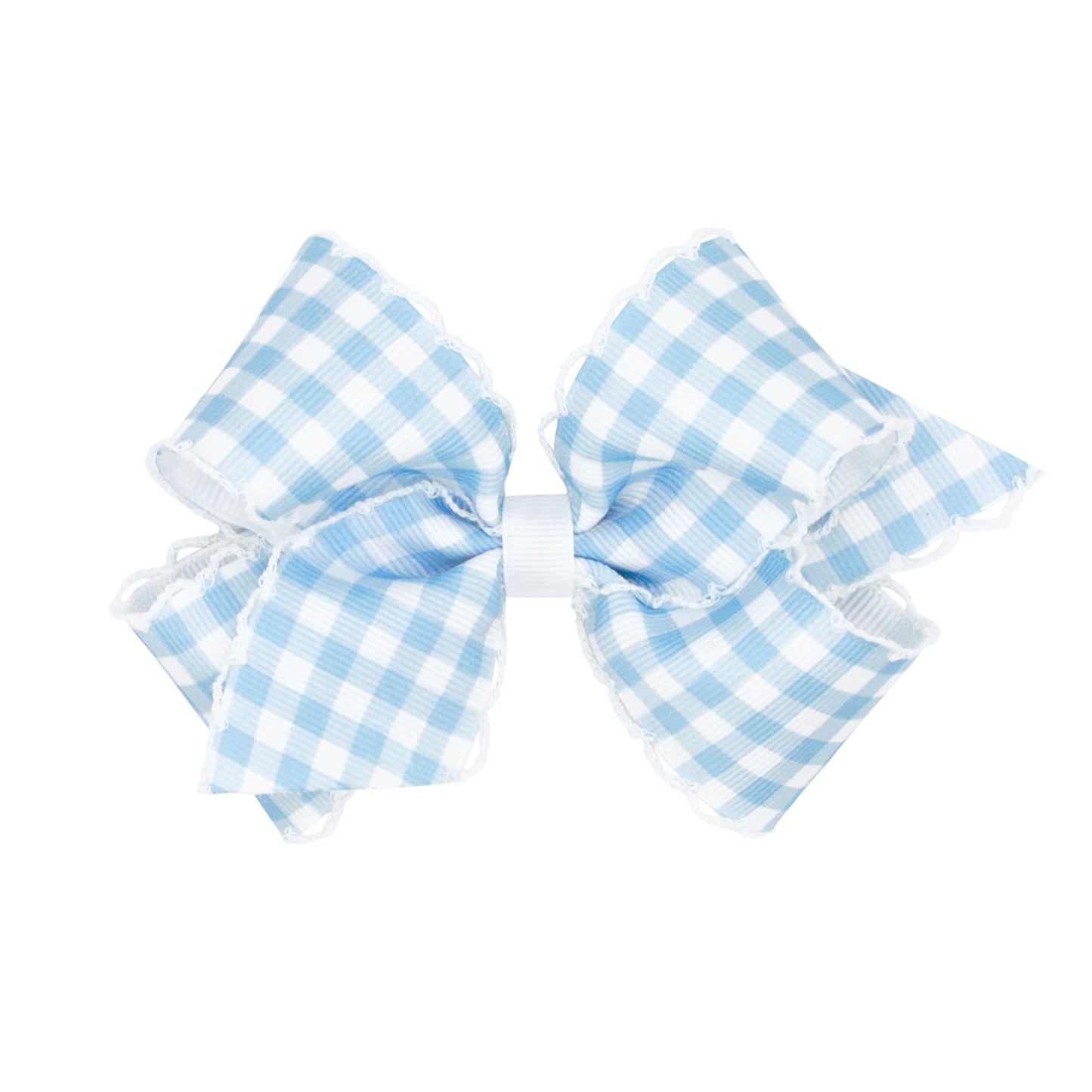 Carolina Blue and White Gingham Hair Bow by Wee Ones
