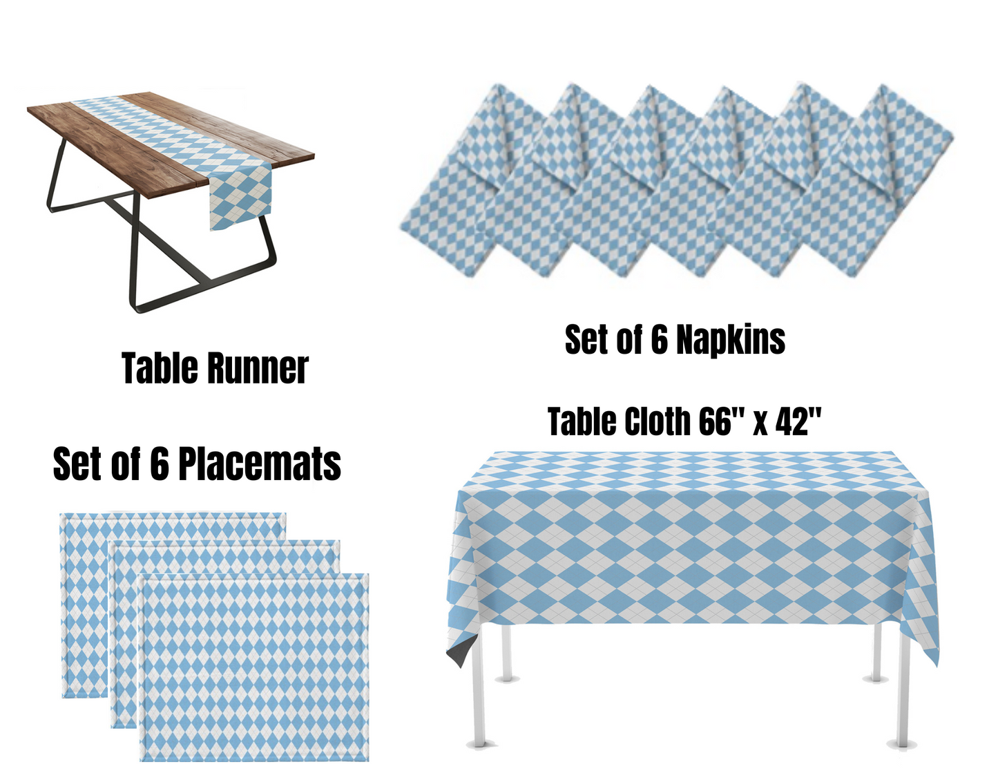 Carolina Blue Argyle Party Set Decor