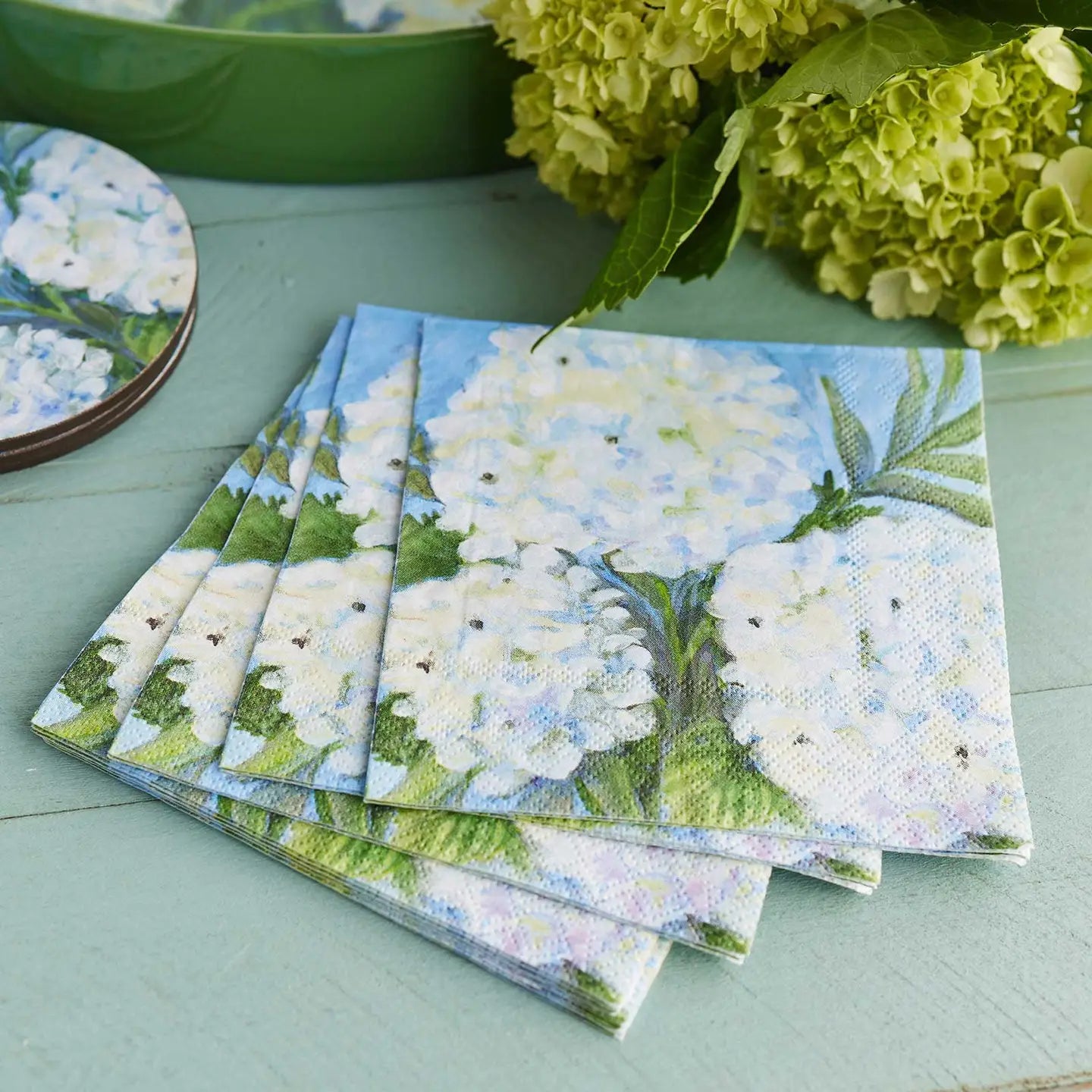 White Hydrangeas Paper Napkins, Pack of 20