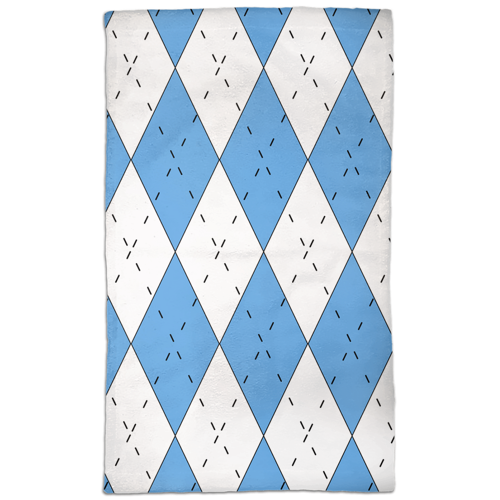Carolina Blue and White Argyle Hand Towel