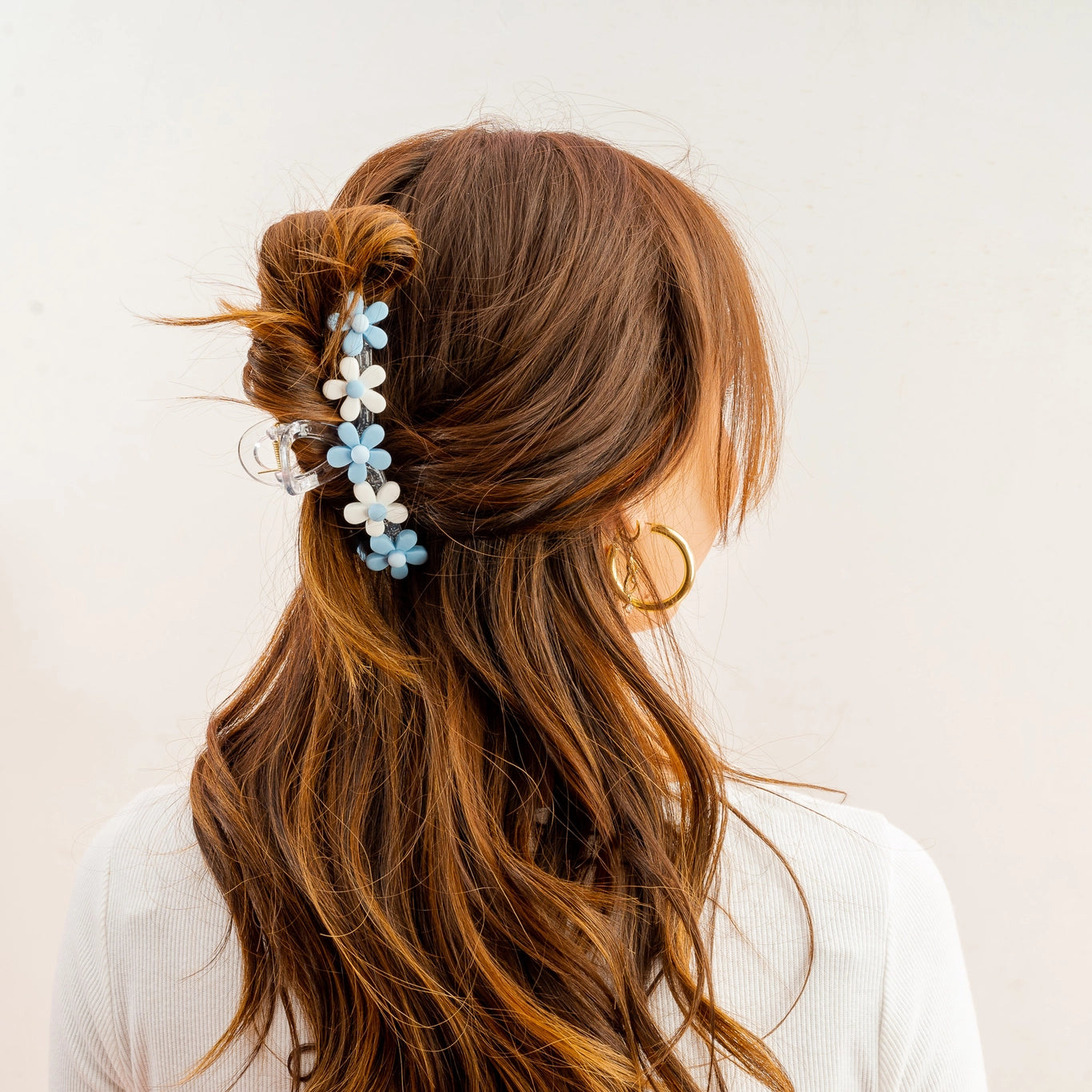 Carolina Blue and White Floral Hair Clip by the Darling Effect