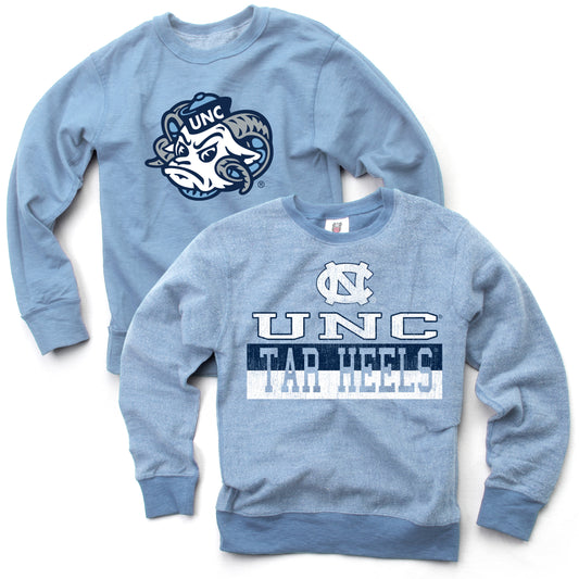North Carolina Tar Heels Toddler Crewneck Sweatshirt REVERSIBLE in UNC Blue