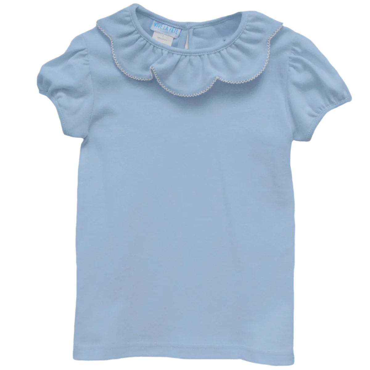 Knit Short Puffy Sleeve Light Blue Baby Tee Shirt