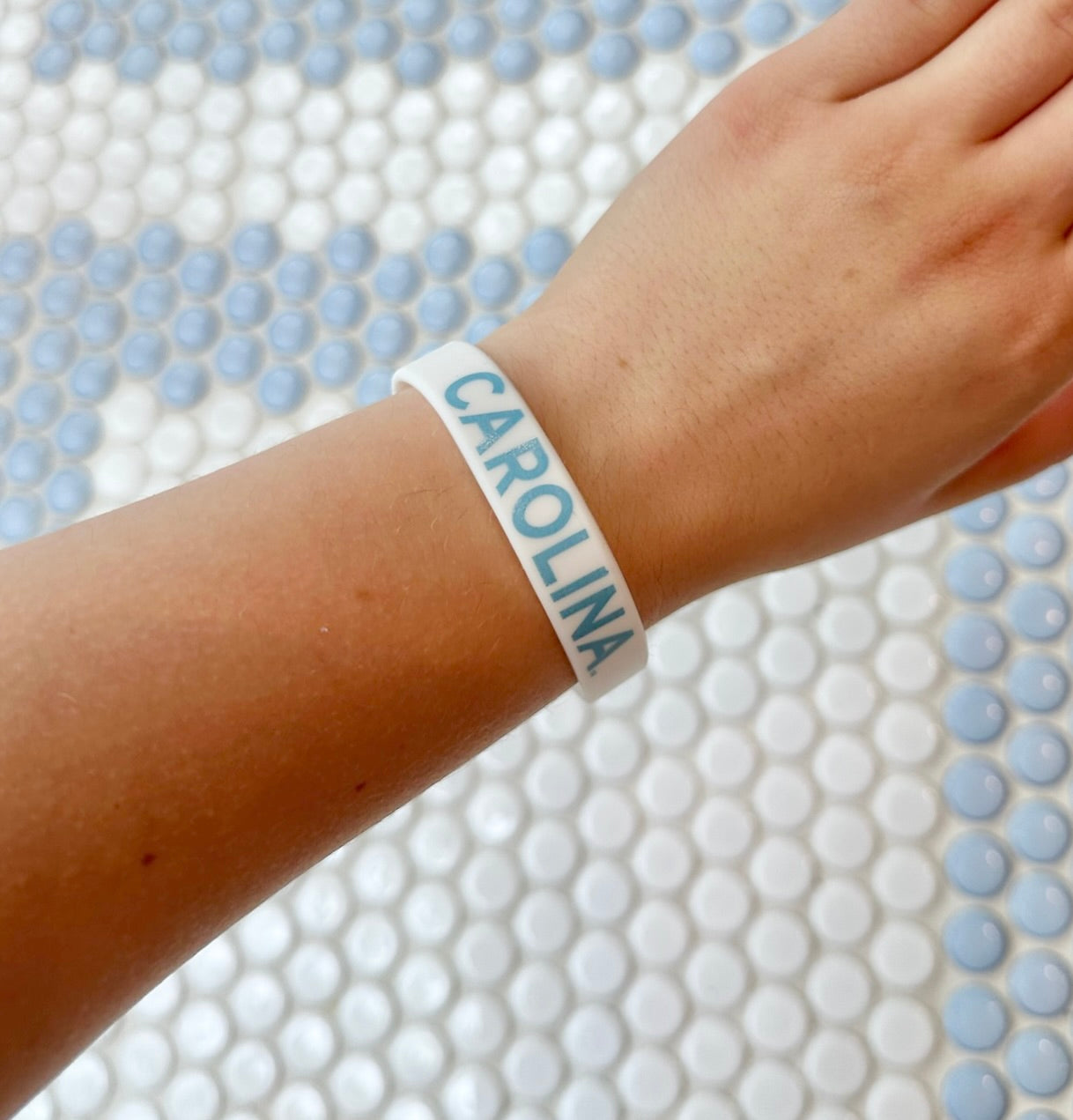 CAROLINA White Rubber Wristband for UNC Fans