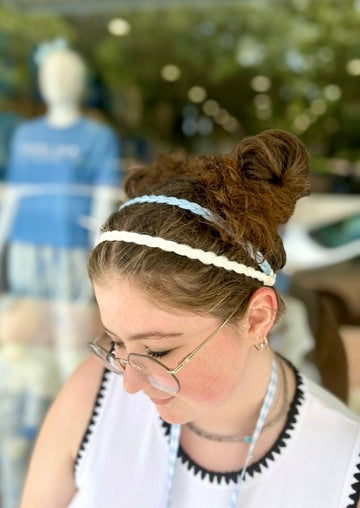 Carolina Blue and White Braided Headband Game Day HairUWear 2 Pack