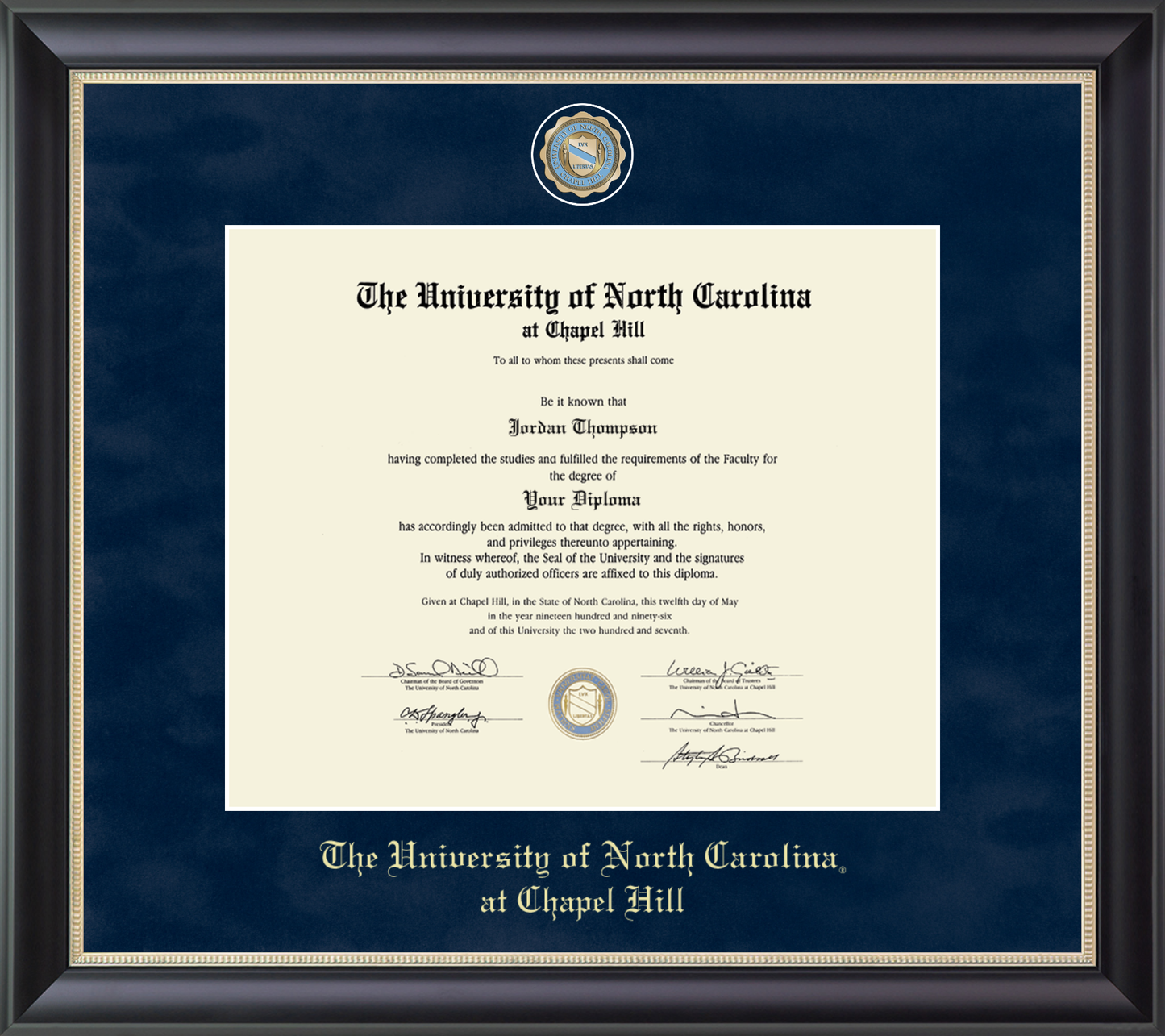 UNC Regal Edition Diploma Frame in Noir