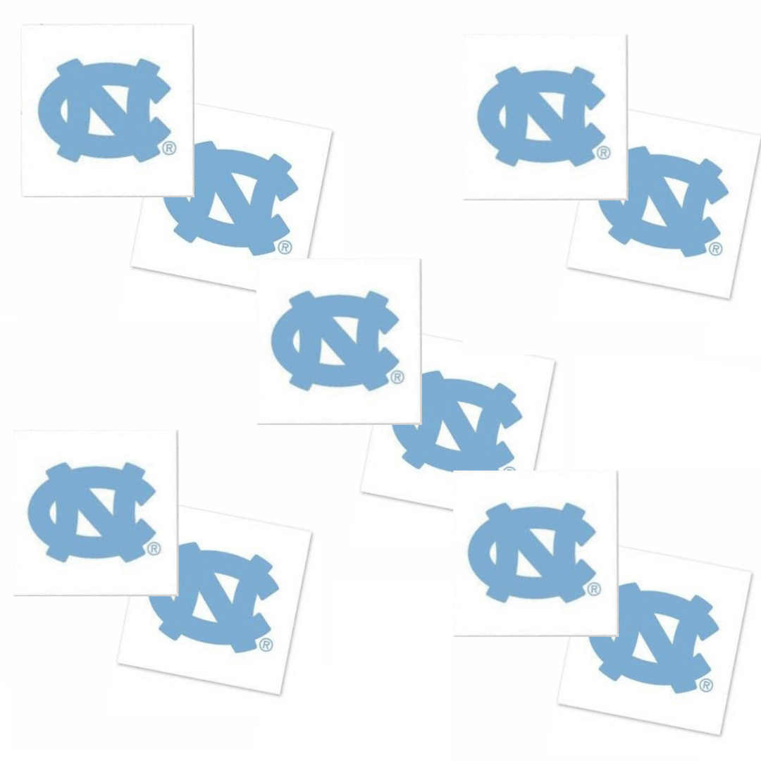 UNC Interlock Waterless Face Tattoos Pack of 12 tattoos