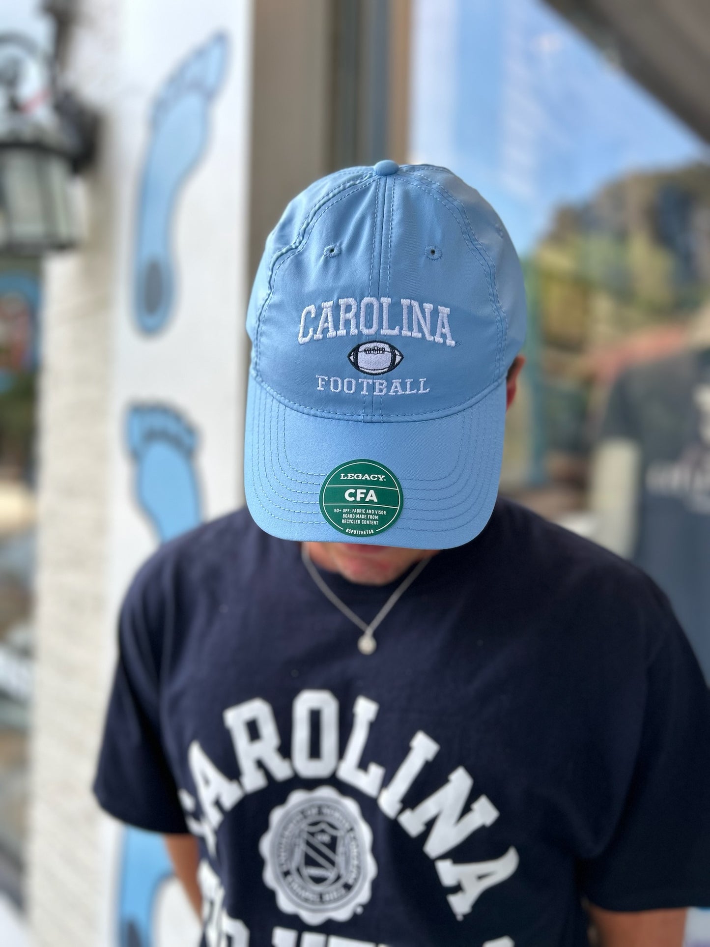 UNC Football Hat in Carolina Blue Dry Fit Adjustable