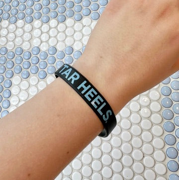 TAR HEELS Black Rubber Wristband for UNC Fans