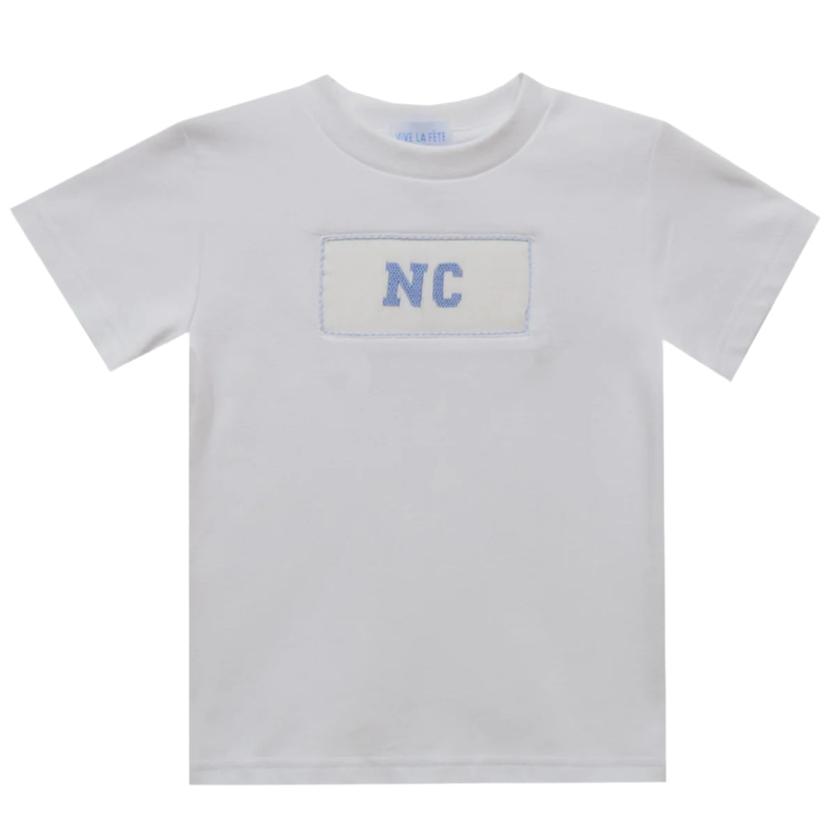 North Carolina Smocked Knit White Short Sleeve Toddler T-Shirt