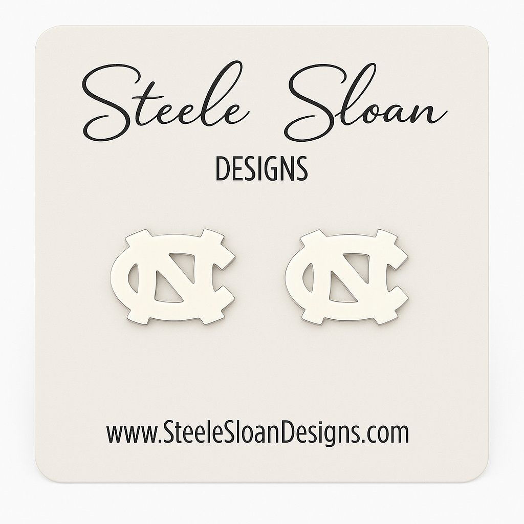 UNC Tar Heels Silver Stud Earrings