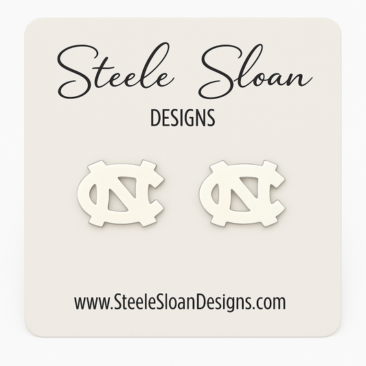 UNC Tar Heels Silver Stud Earrings