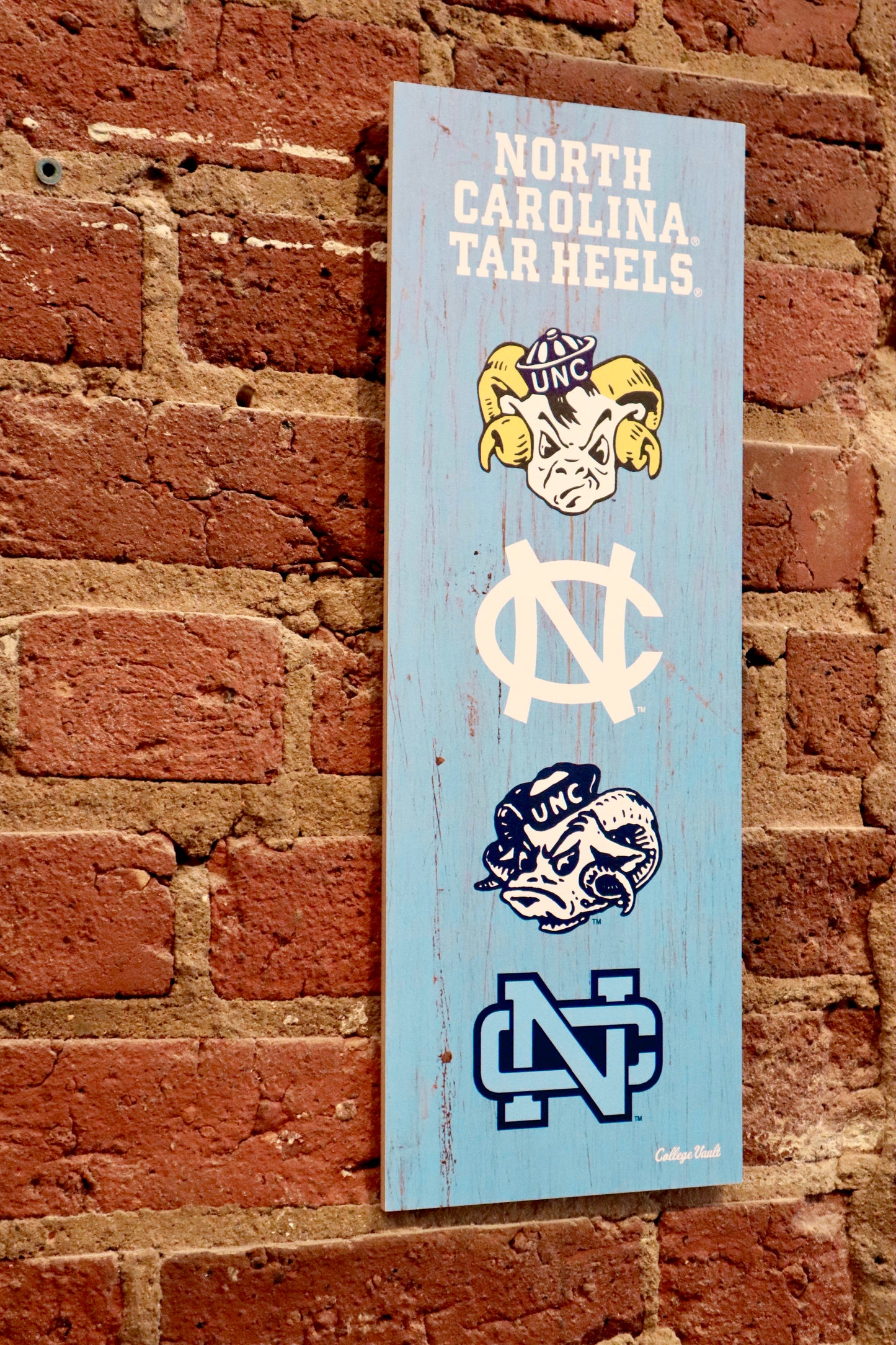 North Carolina Tar Heels College Vault Wood Sign