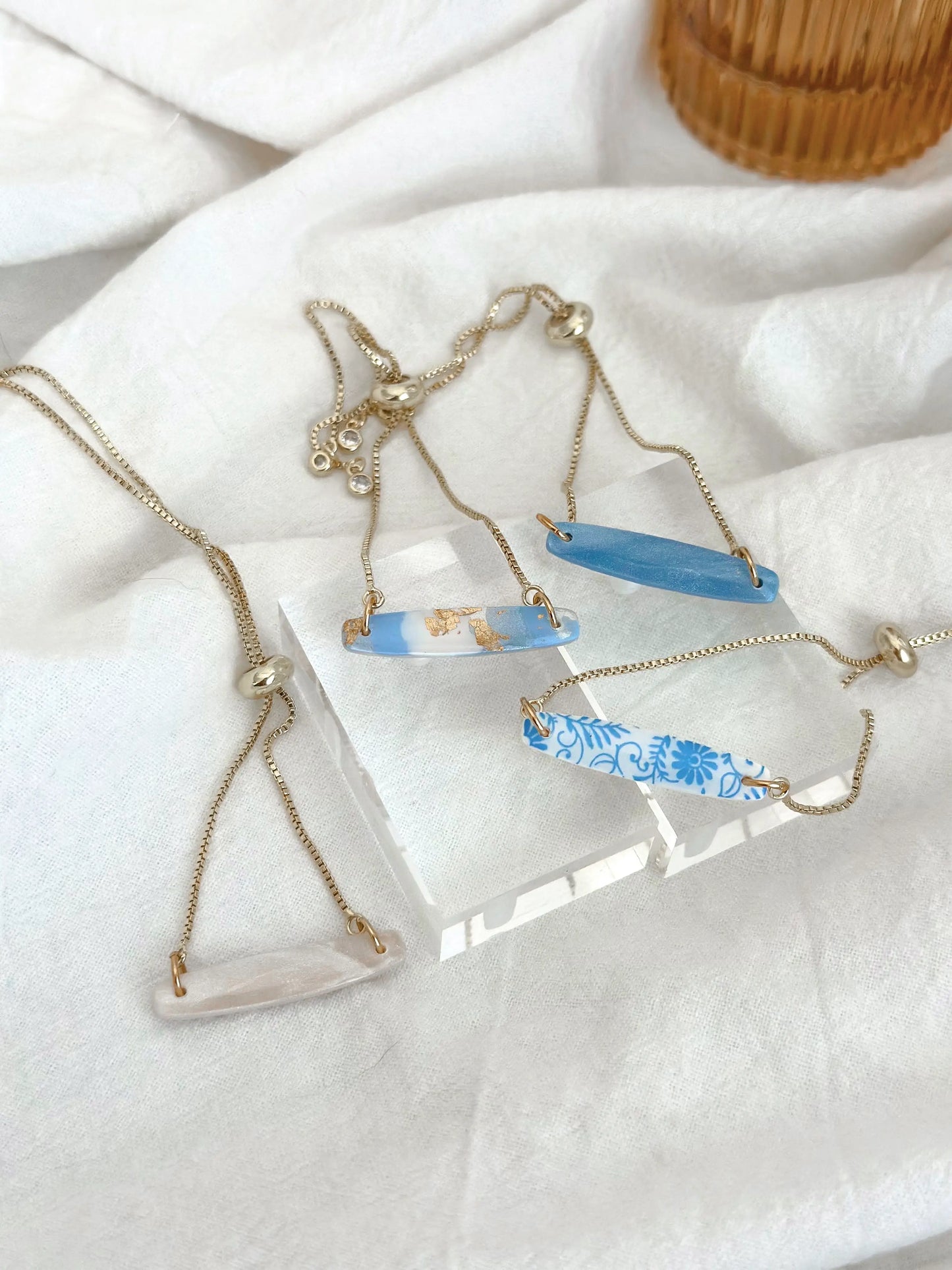 Blue Floral Caroline Adjustable Bracelet