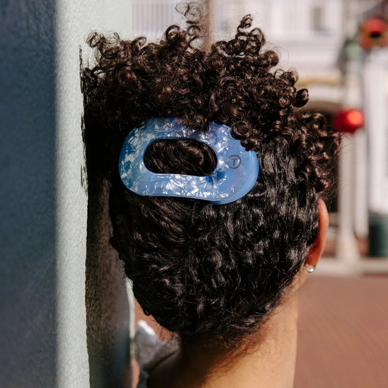 Large Flat Round Blue Lagoon Hair Clip by Teleties