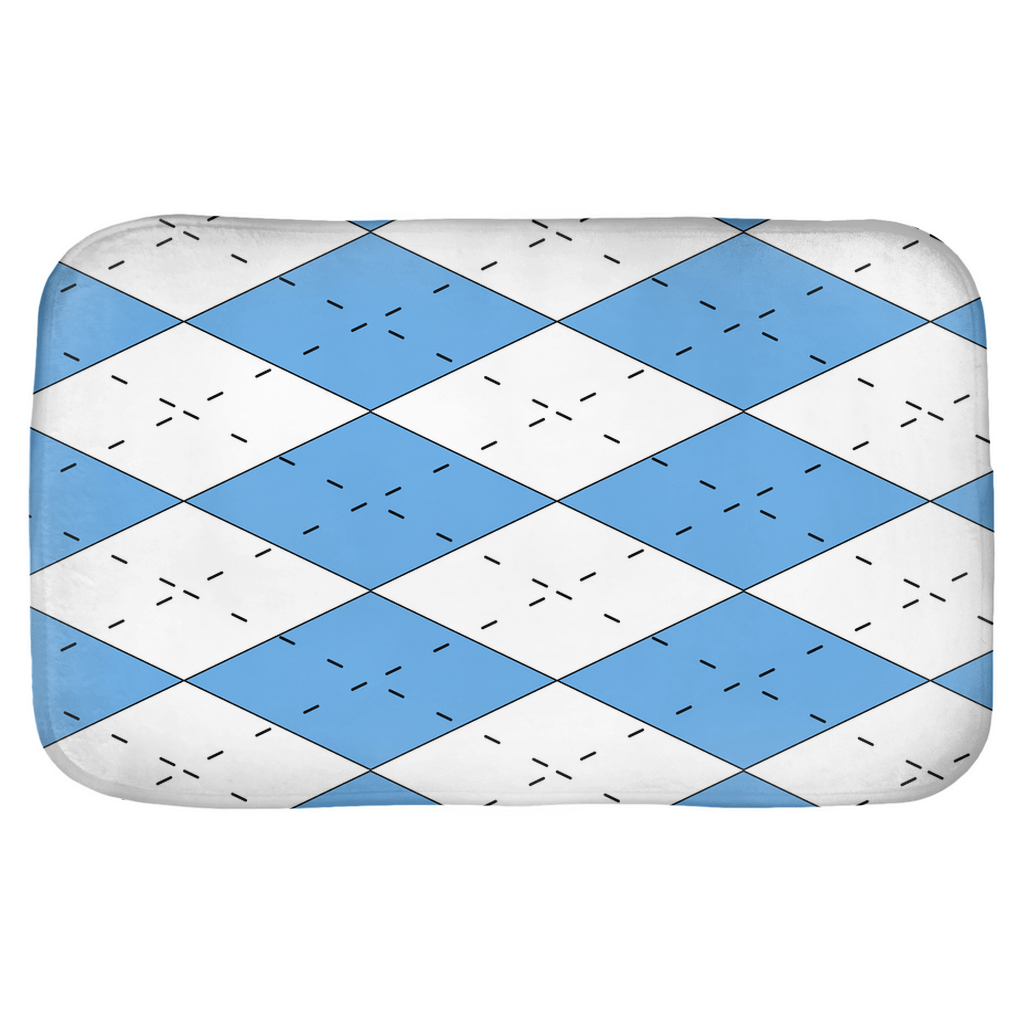 Carolina Blue and White Argyle Bath Mat