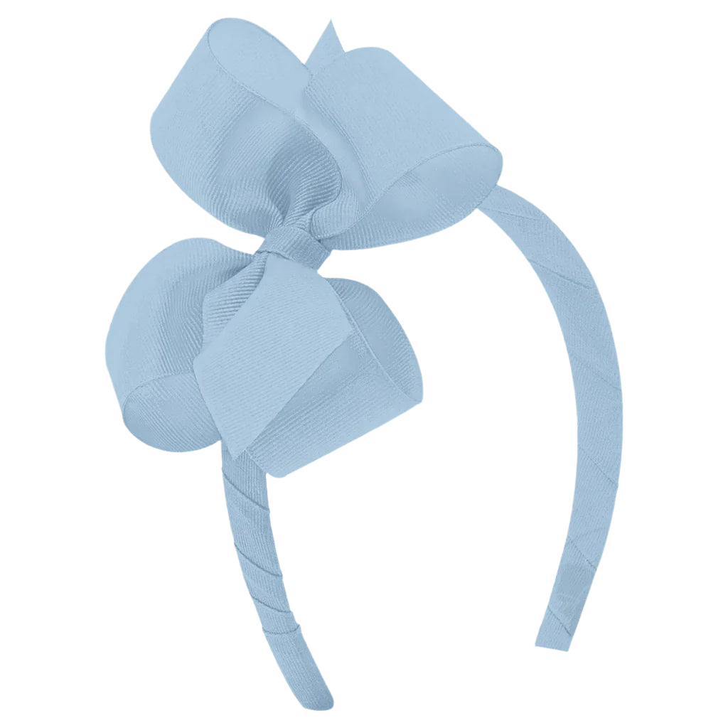 Carolina Blue Grosgrain Hair Bow on Headband