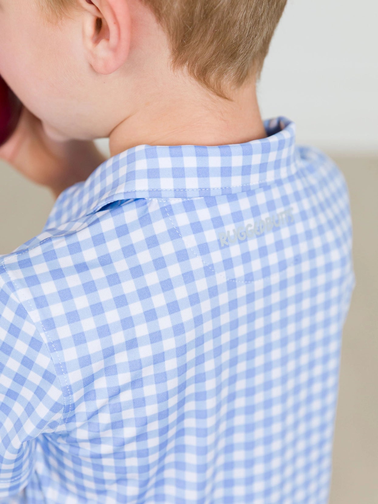 Baby Classic Periwinkle Blue Gingham Knit Short Sleeve Performance Polo