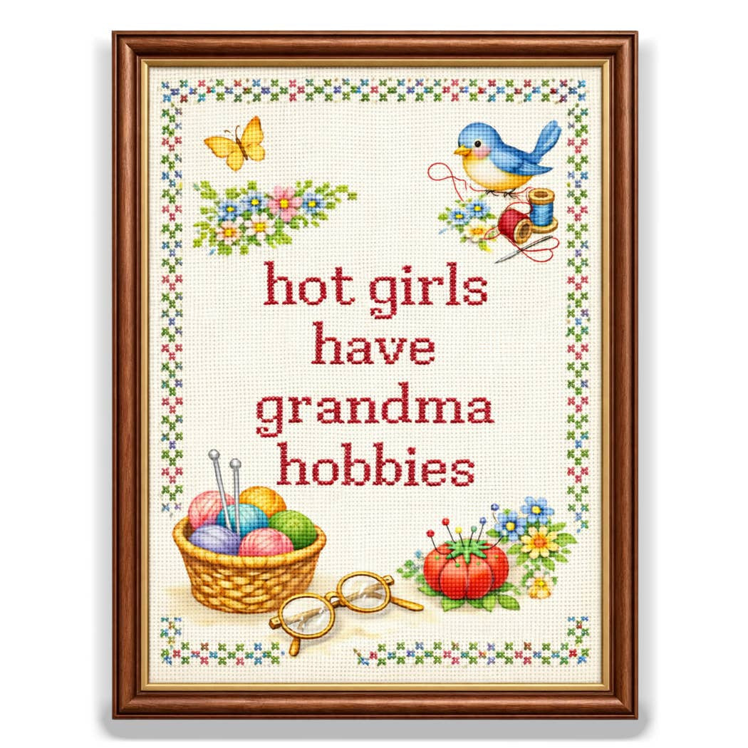 Hot Girls Have Grandma Hobbies Sticker Decal
