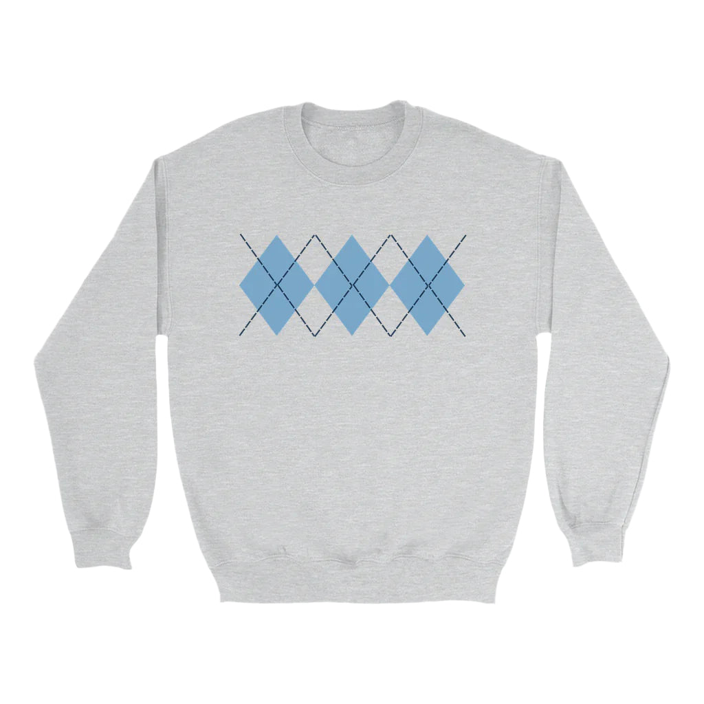 Carolina Blue Argyle Ash Grey Adult Sweatshirt