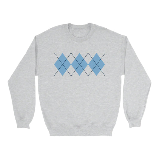 Carolina Blue Argyle Ash Grey Adult Sweatshirt