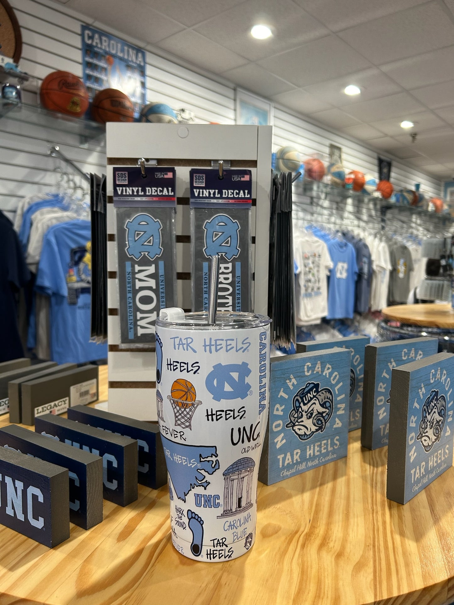 North Carolina Tar Heels Collage Stainless Steel Tumbler with Straw