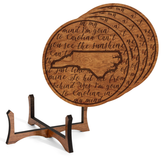Carolina In My Mind Cherry Coaster Set of 4 with Stand